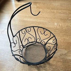 Black Scroll Banana Holder with Fruit Basket